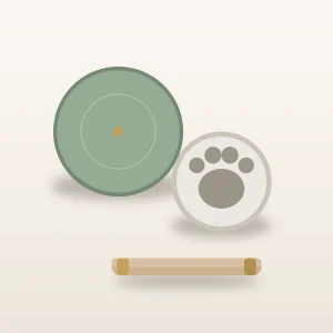 Paw print keepsake kit with a round tin, a wooden roller, and a finished disc with a paw impression